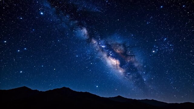 Night sky with stars and mountains