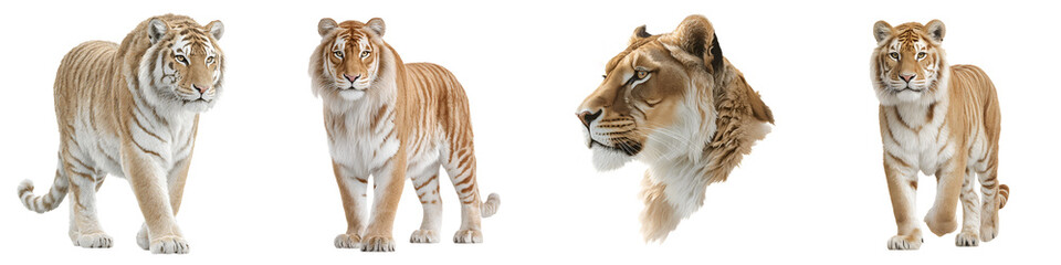 Obraz premium Tiger and Lion Illustrations Collection on White Background