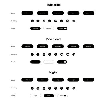 modern web ui button set subscribe download login