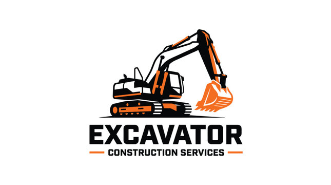 Excavator Construction Services Logo Design.