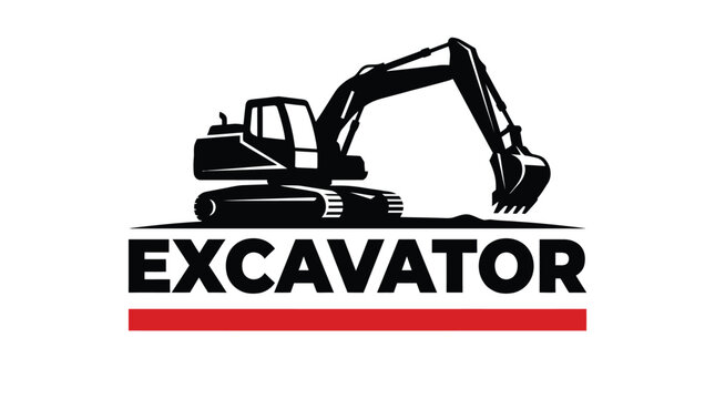 Excavator Machine Logo Design Vector Illustration.