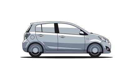 Obraz premium Silver hatchback car isolated on white background.