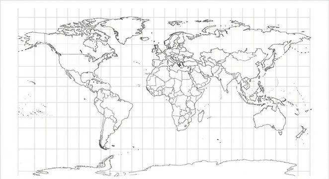 World Map Outline Geography Continents Countries Borders.