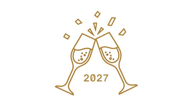 Champagne Glasses for New Year Celebration.