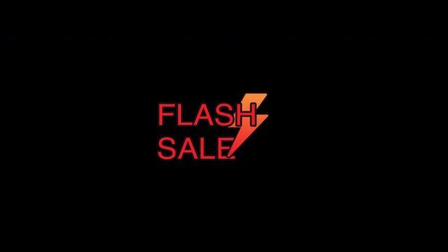 Flash Sale Text Animation With Lightning Bolt And Orange Gradient On
