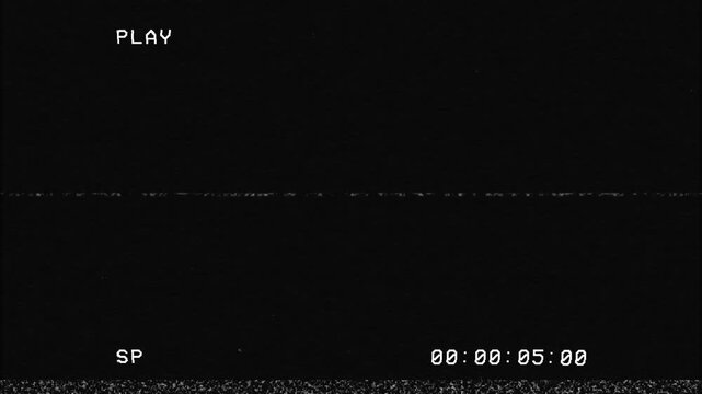 VHS tape playing with subtle digital glitch effect, distorted signal noise and scanlines, with a retro PLAY indicator. 4K overlay for modern videos. Infinite loop.