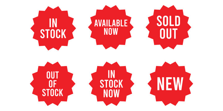 Red starburst Available Now label icon.