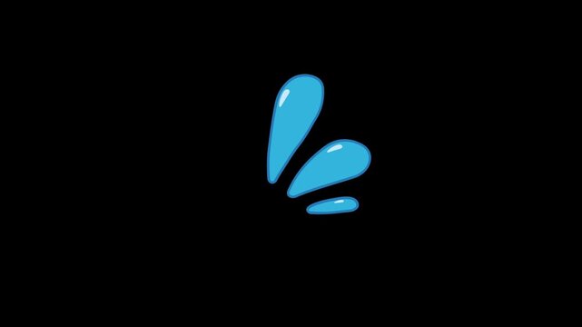 Water splash animation, sweat, doodle cartoon concept, cute water elements, 4k video