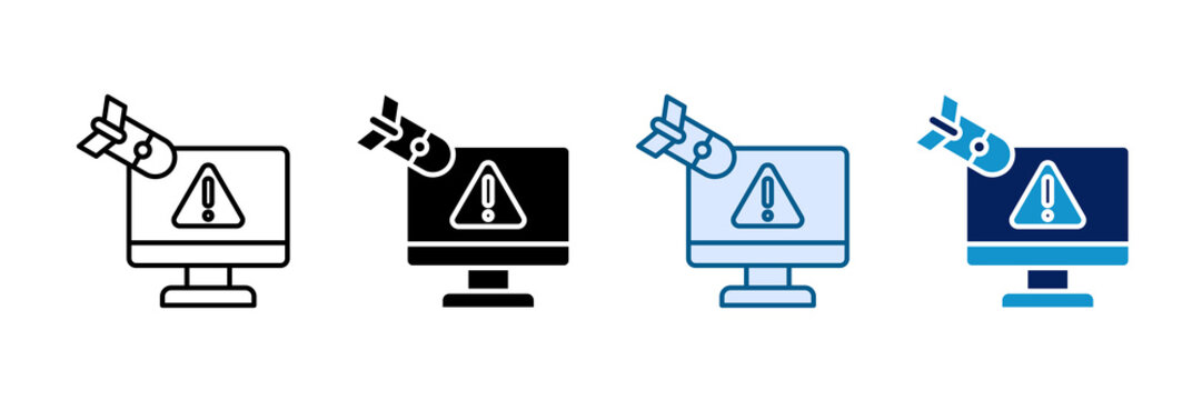 Ddos Attack Icon Set Multiple Style Collection