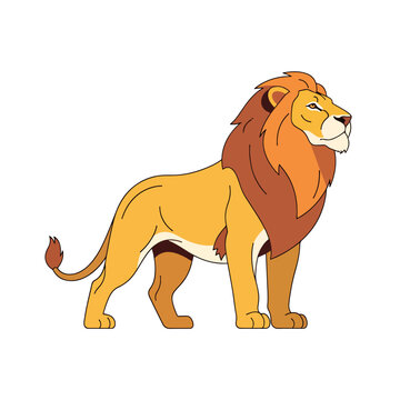 Cartoon lion with big mane standing 1.