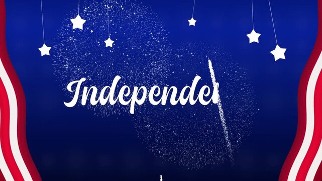 Americas independence day celebration with fireworks and stars. Suitable for patriotic themes, holiday marketing, and festive social media posts.