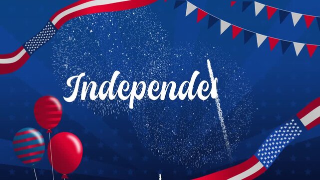 Americas independence day celebration captured with vibrant fireworks and festive balloons, perfect for holiday and event graphics and promotions.