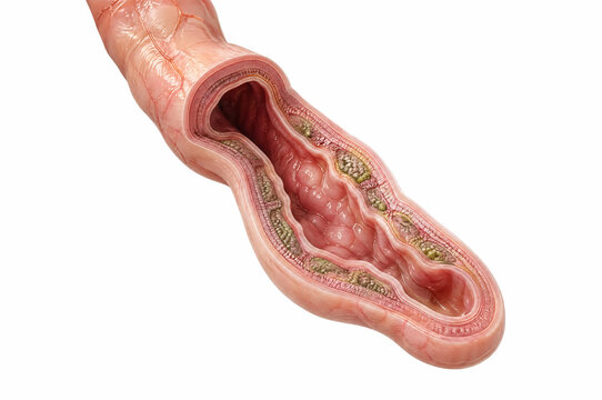 Anatomical 3D cross section of human appendix and cecum