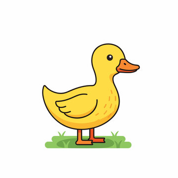 Yellow Cartoon Duck Standing Alone.