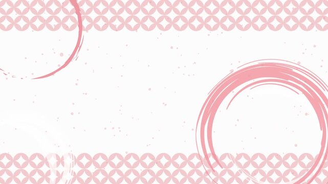 和柄（七宝）と筆書きの背景アニメーション　15秒ループ　白背景