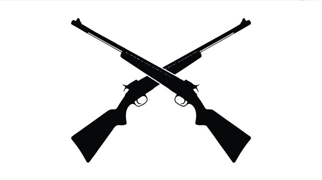 Two black silhouettes of shotguns crossed over each other
