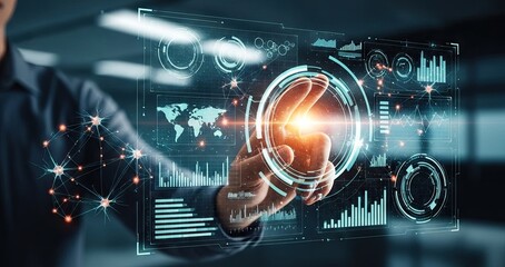 Fototapeta premium Navigate the complexities of global data with an intuitive and powerful futuristic interface.
