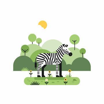 Zebra standing in grassy field profile.