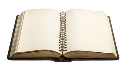 Fototapeta premium Empty spiral-bound notebook with blank pages isolated on white background