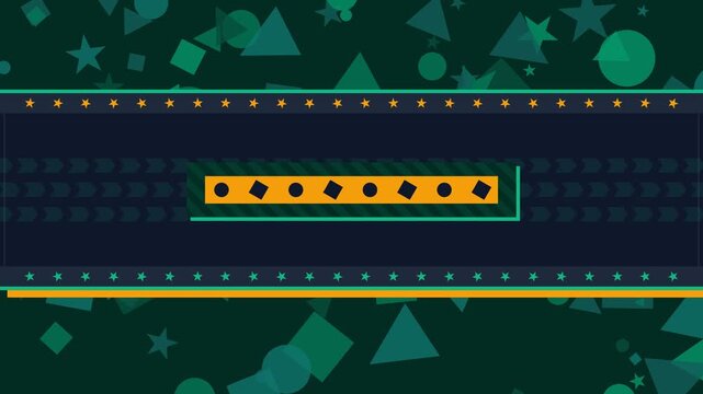Abstract Retro Gaming Geometric Motion Background with Teal Stars and Digital Lower Third Design