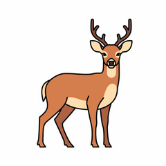 Obraz premium Cartoon Deer with Large Antlers Standing.