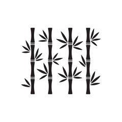 Obraz premium Black bamboo plant illustration with leaves