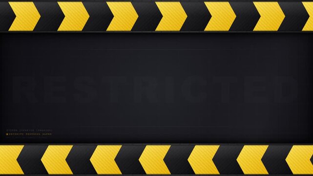 Industrial Security Interface with Restricted Access Warning and Black Yellow Hazard Stripes
