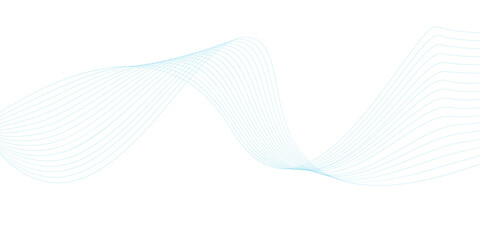 Fototapeta premium Abstract cyan wavy ribbon line flow on transparent background.