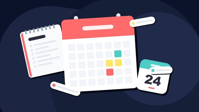 Modern Flat Illustration of Digital Calendar with Task Checklist for Business Productivity and Time Management Planning Concept