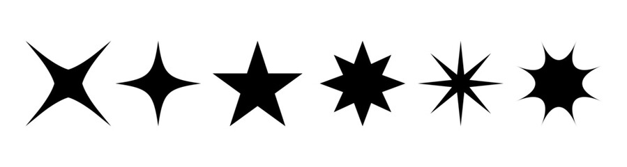 Fototapeta premium Set of stylized star shapes with increasing points for graphic design and illustration projects