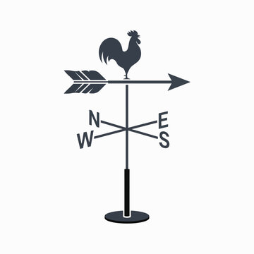 Black Rooster Weather Vane Direction Indicator.