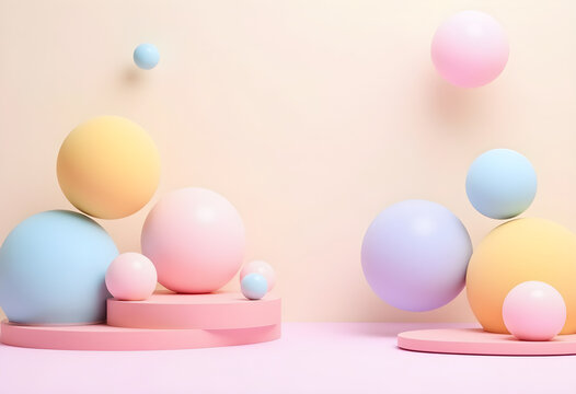 Playful 3D Shapes Levity in Soft Pastels