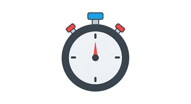 Flat icon of a stopwatch timekeeping device sports timer isolated on a black background