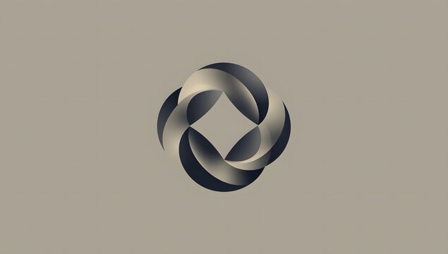 Abstract geometric logo design with interlocking metallic shapes