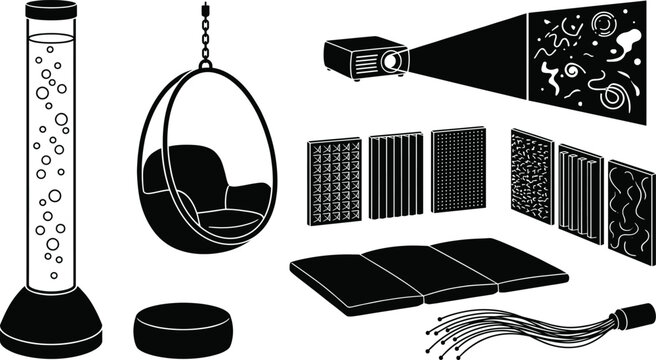 Sensory room autism vector calming tools for special needs therapeutic environments