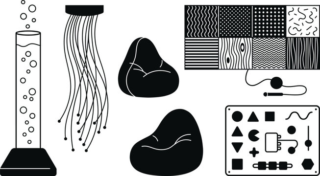 Sensory room autism vector calming visual tactile elements for special needs spaces