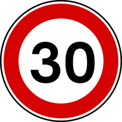 Circular Red Maximum Speed Limit 30 Road Sign Vector © Oualid