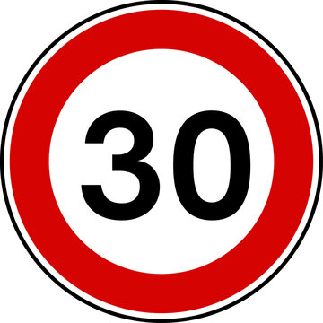 Circular Red Maximum Speed Limit 30 Road Sign Vector