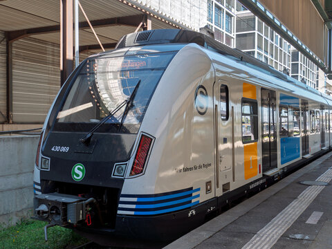 Stuttgart Regionalbahn Train Awaiting Departure at Station