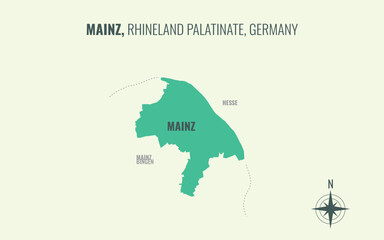 A map showing Mainz RP Kreise into Gemeinden in a minimalist colorful style © Weerayuth
