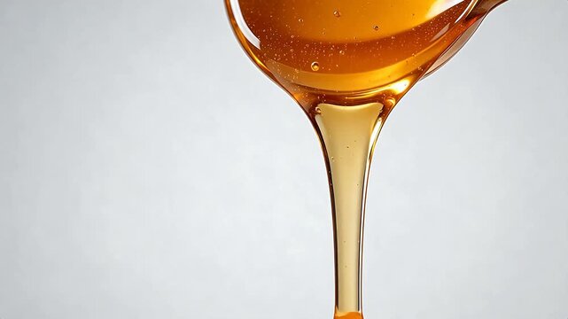 Honey flowing from spoon