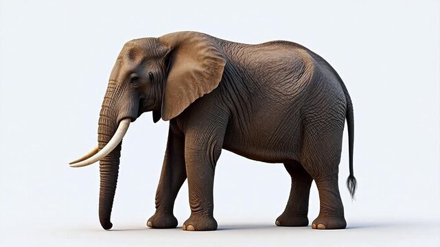 African elephant standing on white background