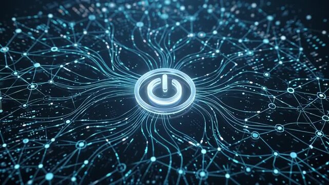 Digital Power Button Network Connection Animation