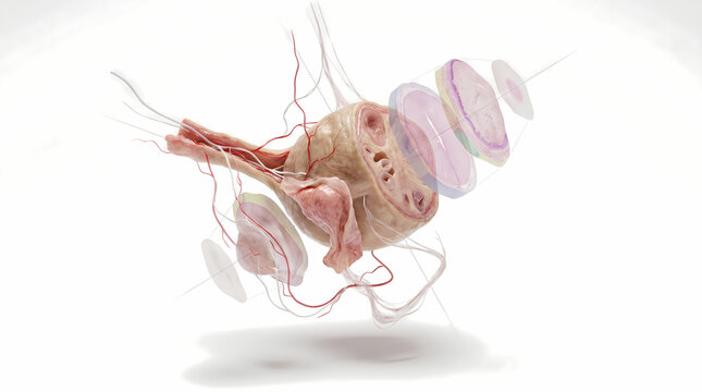 Detailed 3D Anatomy Of A Testicle With Cross-Sections And Vasculature