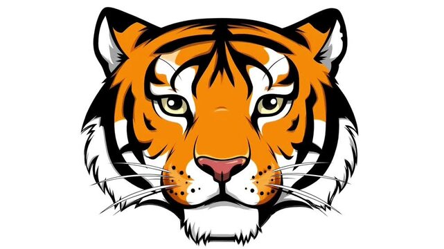 Bold Tiger Face Flat 2D Vector Mascot Illustration