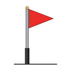 Red Sport Corner Flag Vector Icon Flat Design Football Soccer Field Marker Symbol with Pole Isolated White Background Sport Equipment Game Element Template © Ahmed