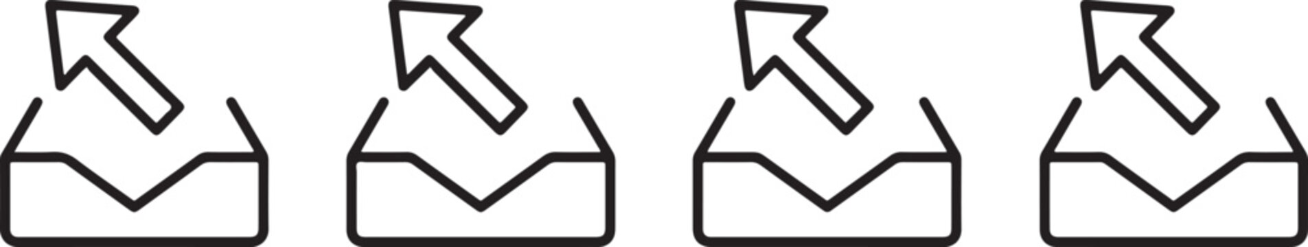 Upload arrow box icon set outline style collection for file transfer cloud storage data sharing and digital interface vector illustration