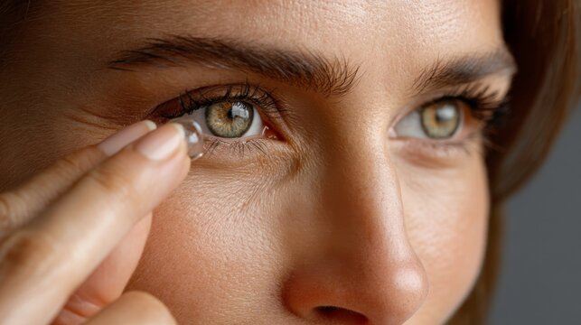 Applying contact lens home health and wellness indoor close-up eye care techniques