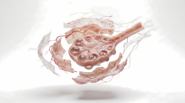 3D Render Of Human Ovary With Developing Follicles