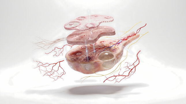 Anatomical Layers Of The Ovary With Blood Vessels